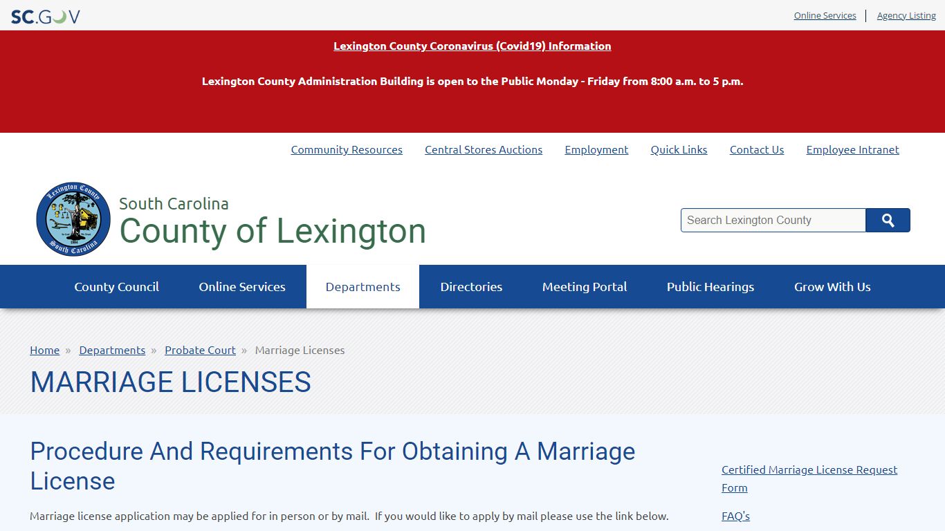 Marriage Licenses | County of Lexington - South Carolina